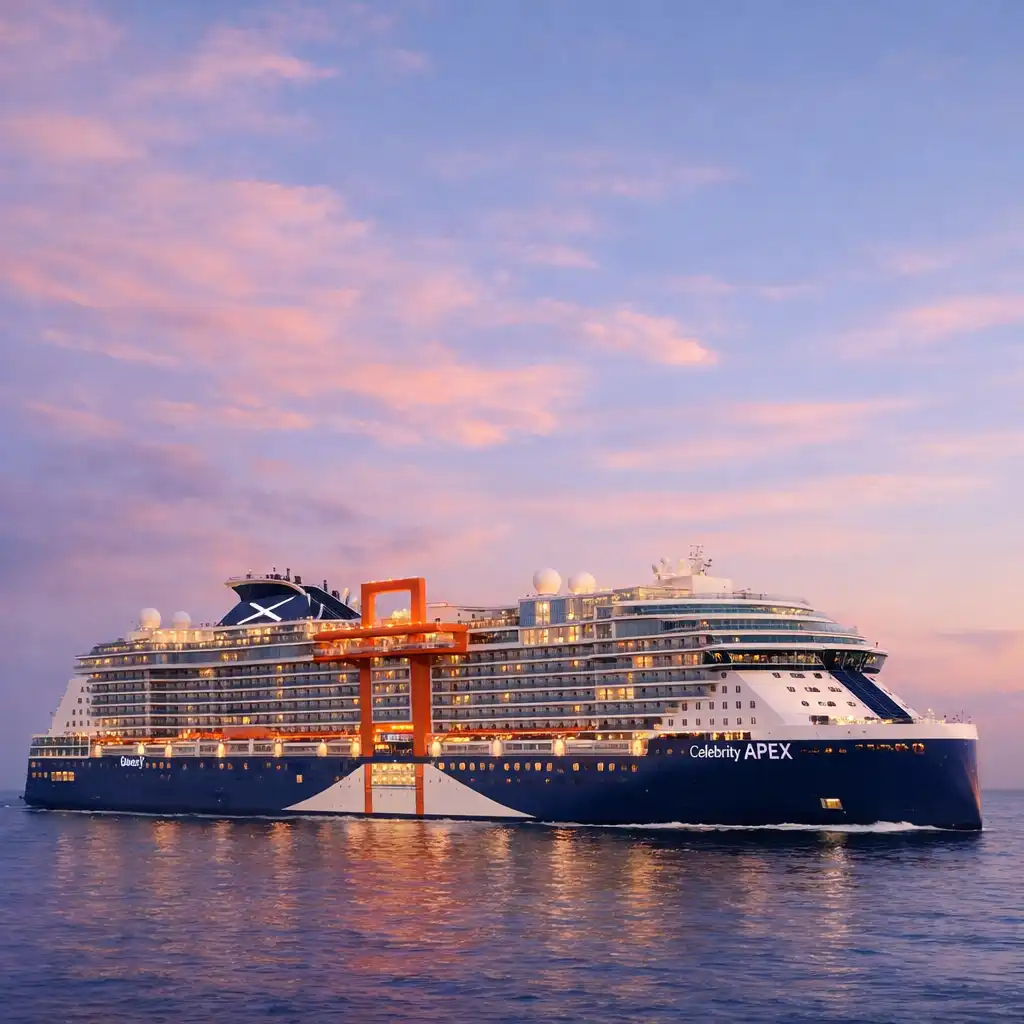 Celebrity Apex at sea with its Magic Carpet platform